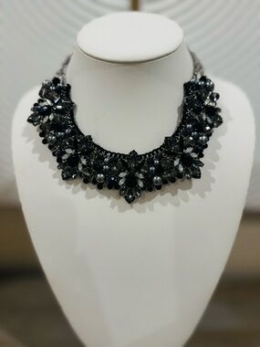 Black Crystal Statement Necklace - Women Jewelry